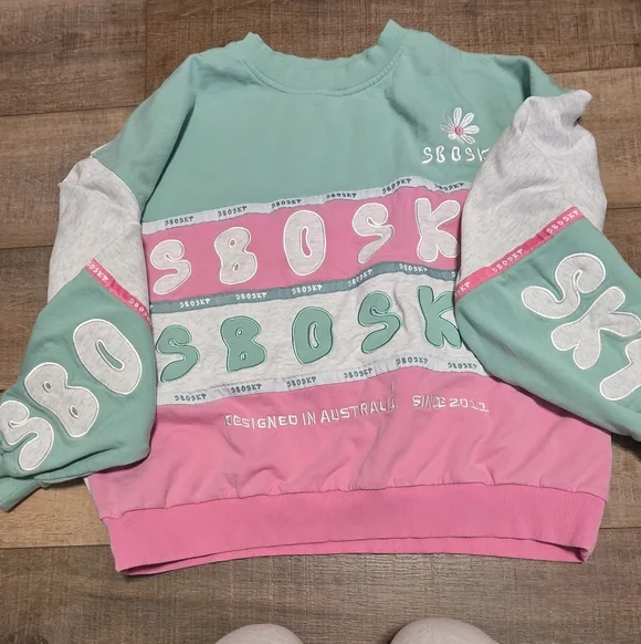 SABO ($164) Crewneck Sweatshirt Colorblock Logo Graphic Oversized L - Picture 2 of 7